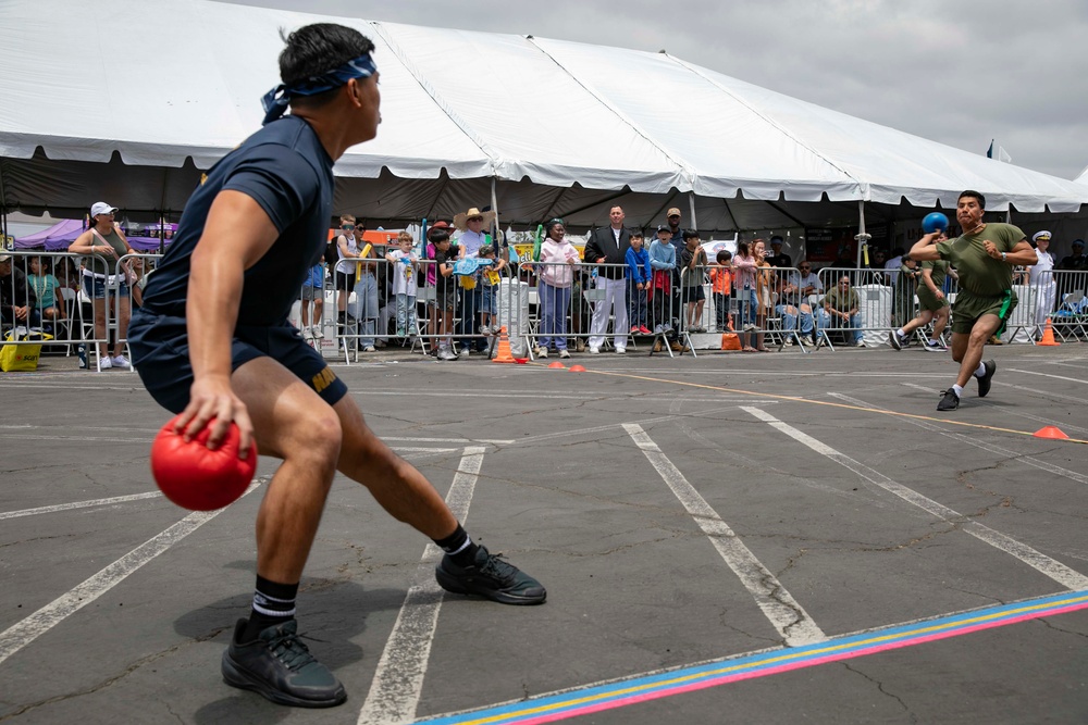 U.S. Navy, Marines and Coast Guardsmen play dodgeball