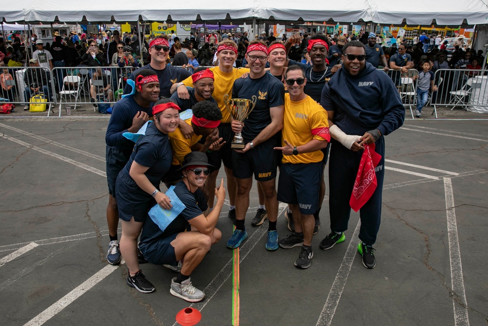 U.S. Navy, Marines and Coast Guardsmen play dodgeball