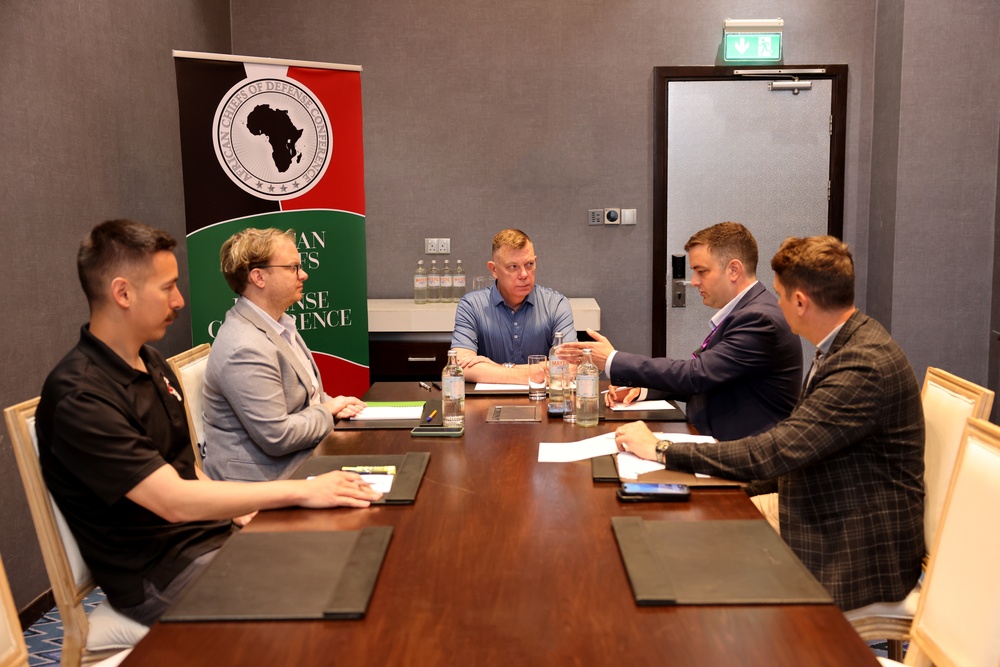 Maj. Gen. Harmon meets with a journalist during ACHOD 2025