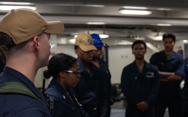 George Washington Sailors conduct a sea and anchor evolution