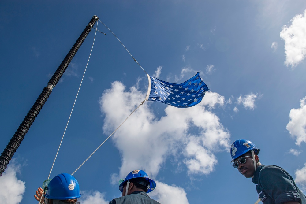 Sailors Raise the Jackstaff