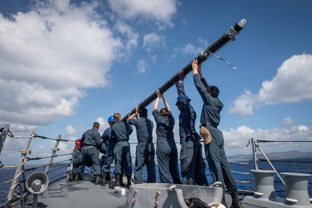 Sailors Raise Jackstaff