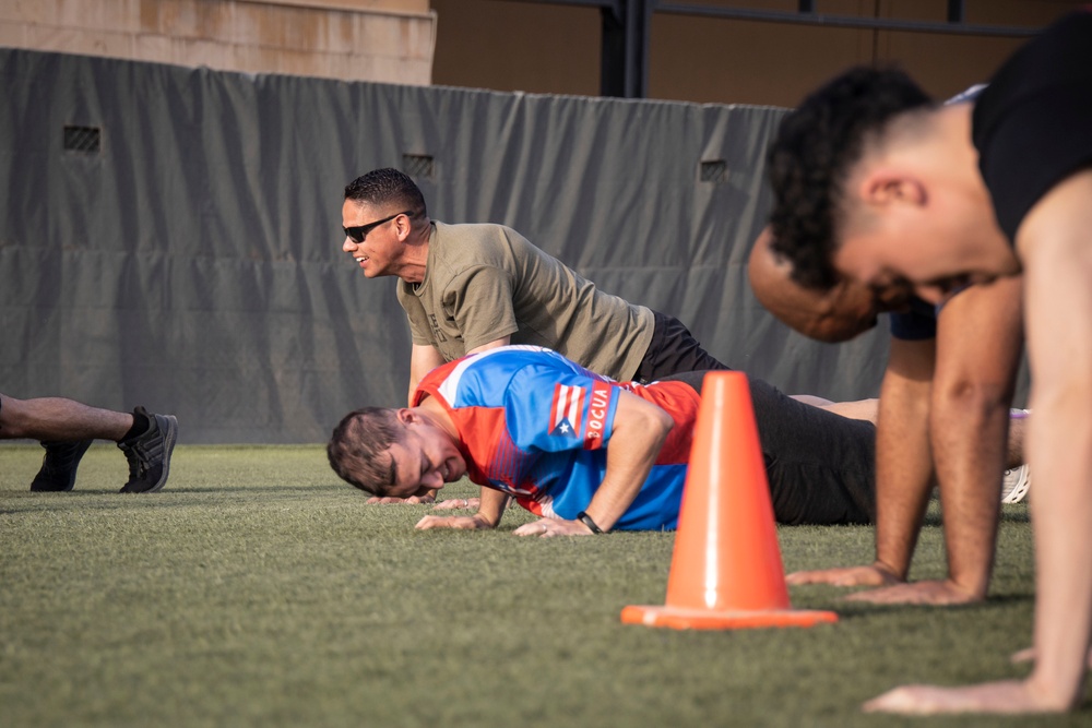 SMMC Ruiz conducts PT with MSG Detachment Baghdad