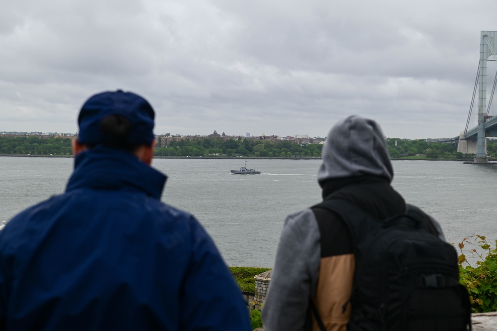 U.S. Coast Guard and Navy vessels participate in the Parade of Ships for Fleet Week New York 2025