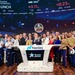 Service members of the U.S. Coast Guard,  Navy and Marine Corps ring the Nasdaq Opening Bell at the MarketSite in Times Square, officially marking the start of the trading day during Fleet Week New York 2025