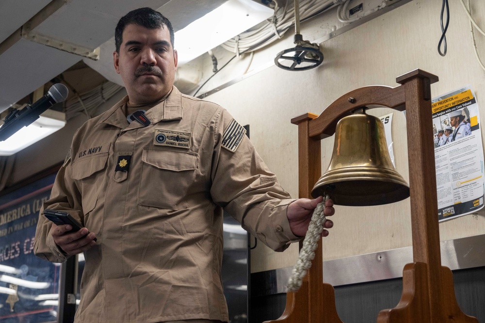 Sailors observe Memorial Day on the USS America (LHA 6)
