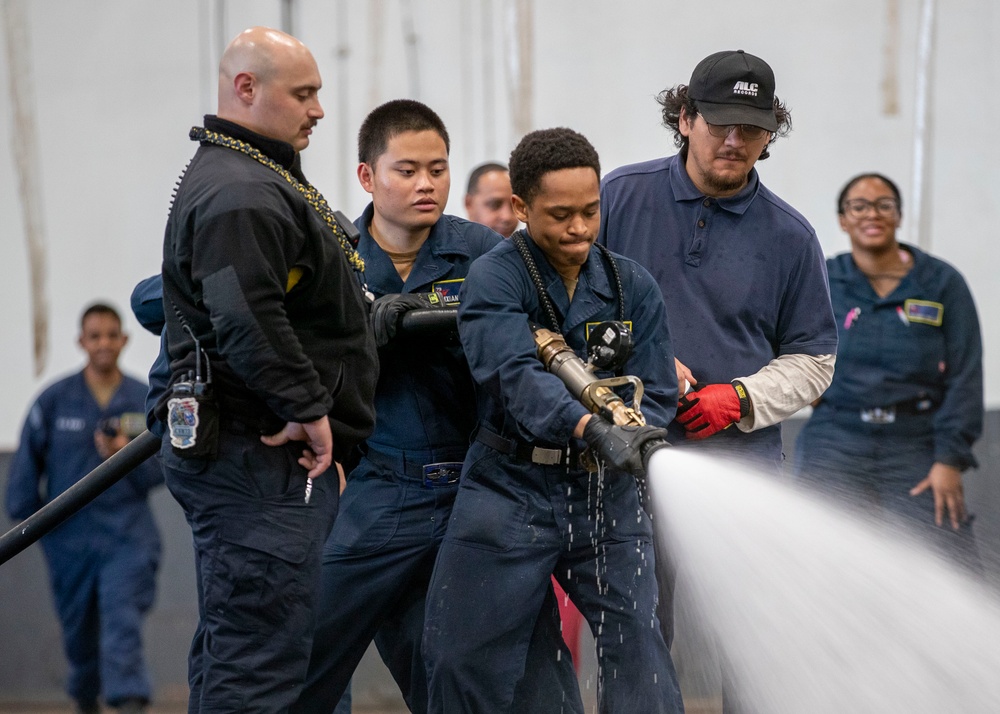 George Washington Sailors test AFFF system