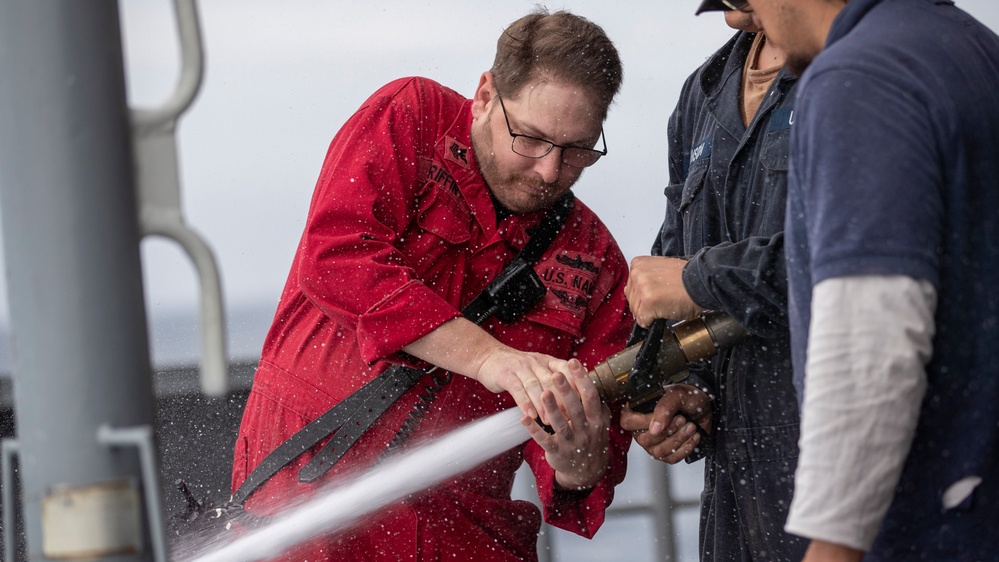 George Washington Sailors test AFFF system