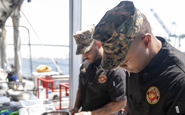 U.S. service members compete in Galley Wars during LA Fleet Week