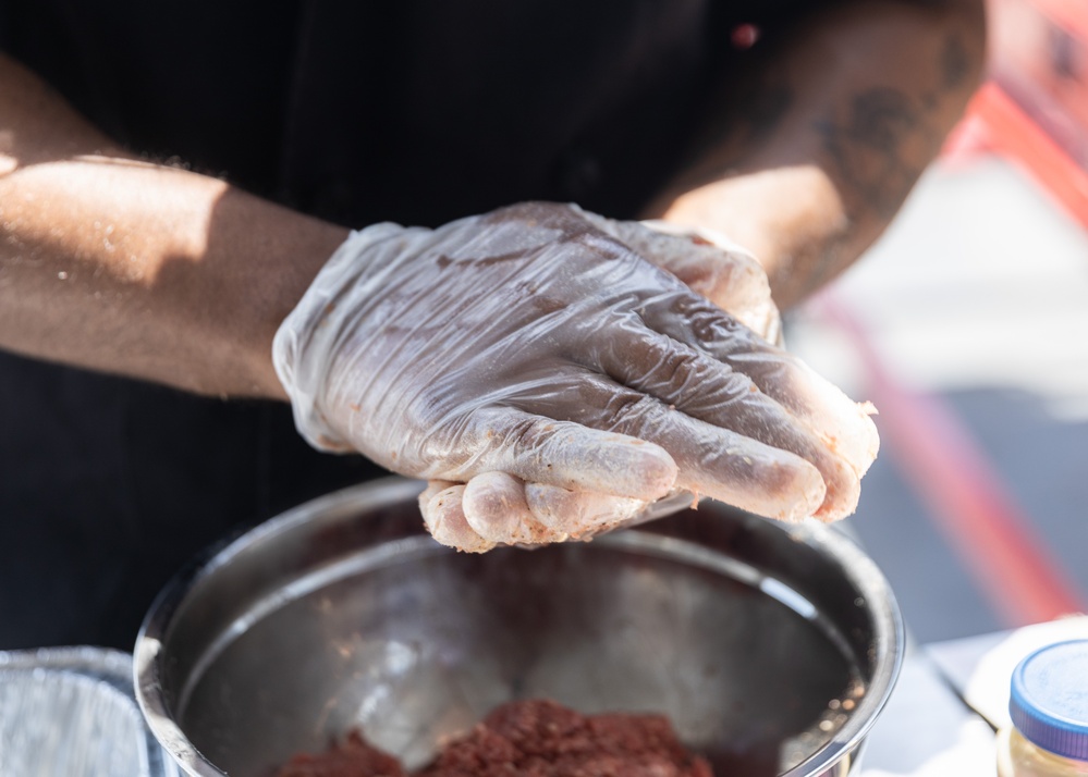 U.S. service members compete in Galley Wars during LA Fleet Week