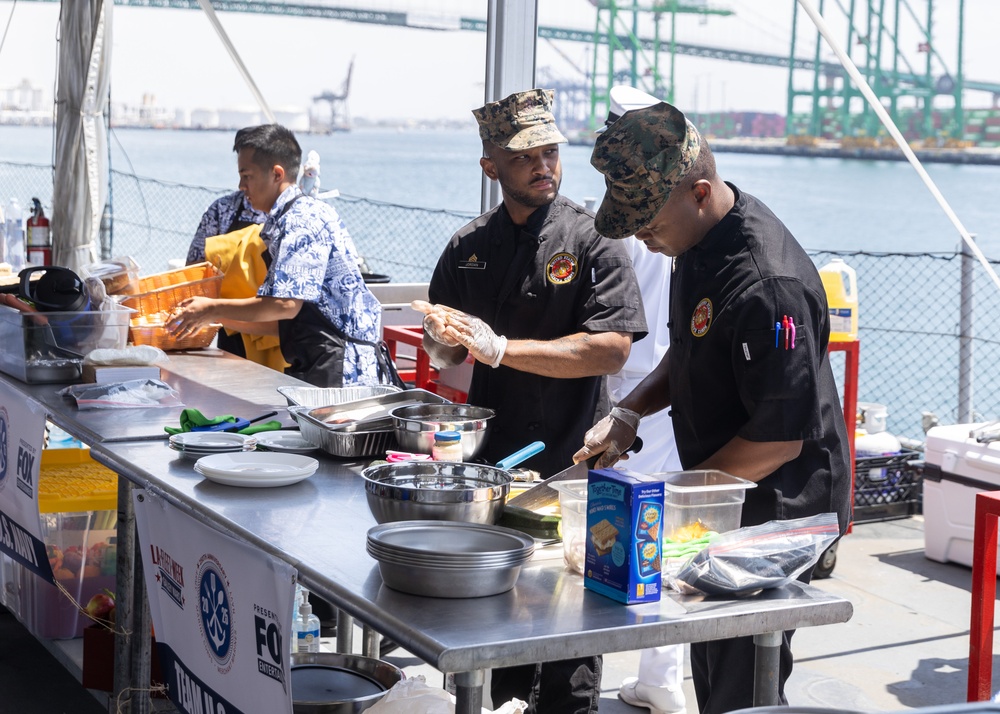 U.S. service members compete in Galley Wars during LA Fleet Week