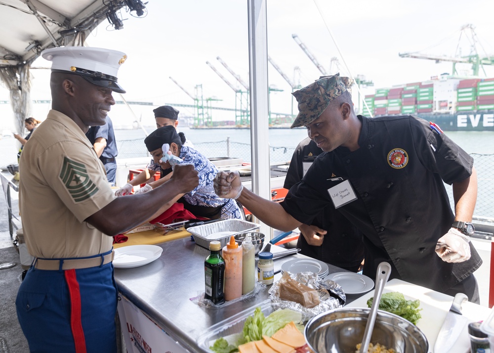 U.S. service members compete in Galley Wars during LA Fleet Week