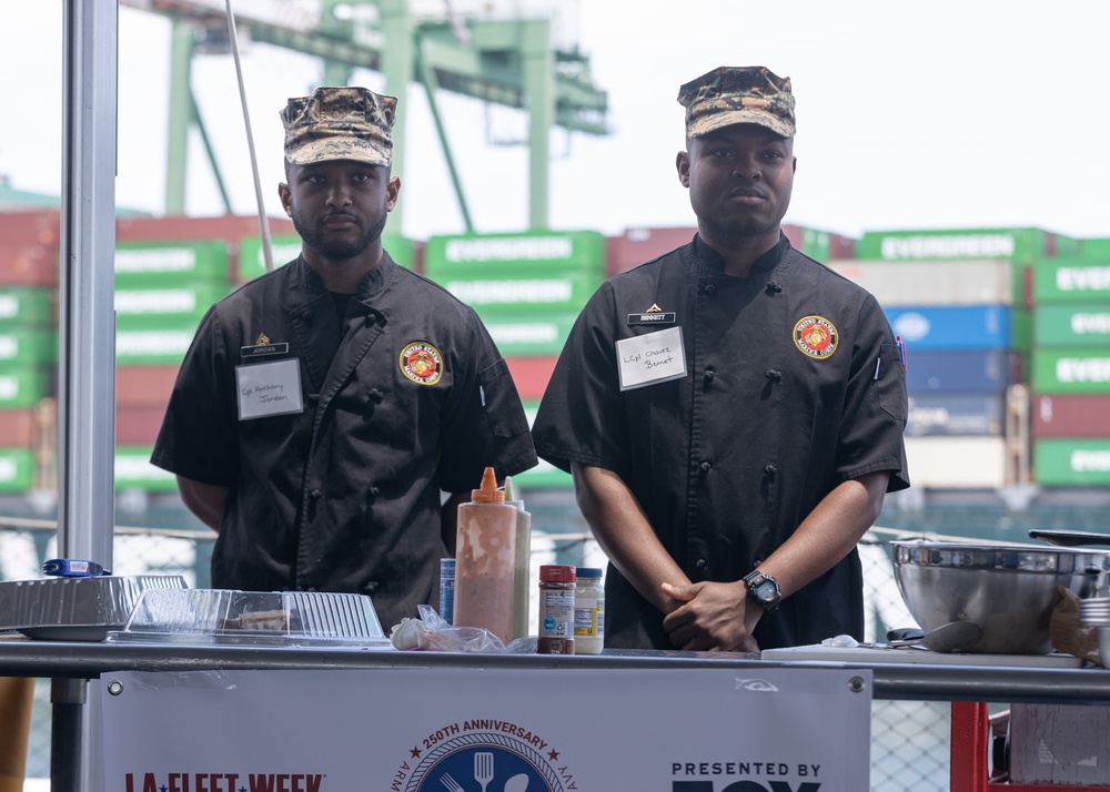 U.S. service members compete in Galley Wars during LA Fleet Week