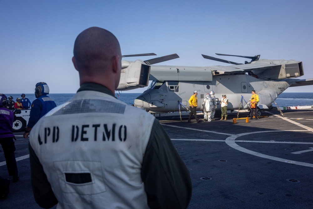 22nd MEU | Aircraft Fire Fighting Training on USS San Antonio