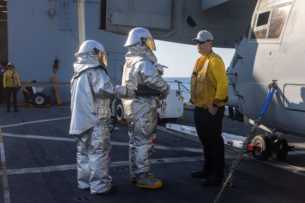 22nd MEU | Aircraft Fire Fighting Training on USS San Antonio