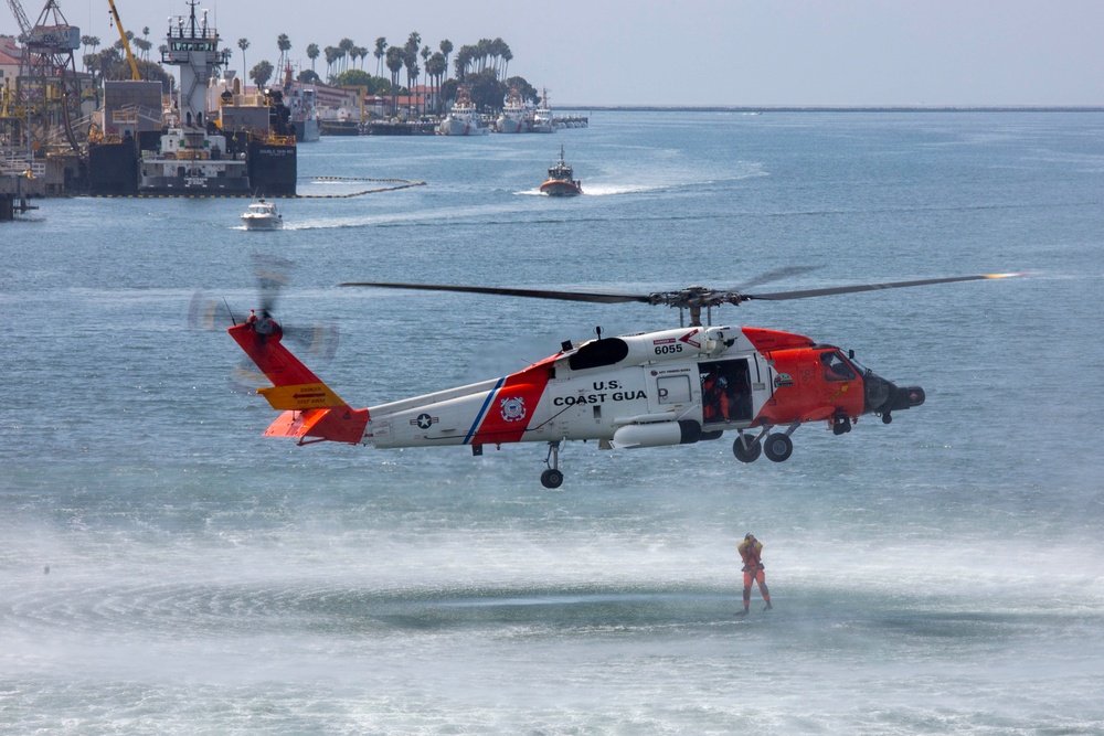 An MH-60T Sikorsky Jayhawk Helicopter Conducts an Aerial Demonstration for LA Fleet Week