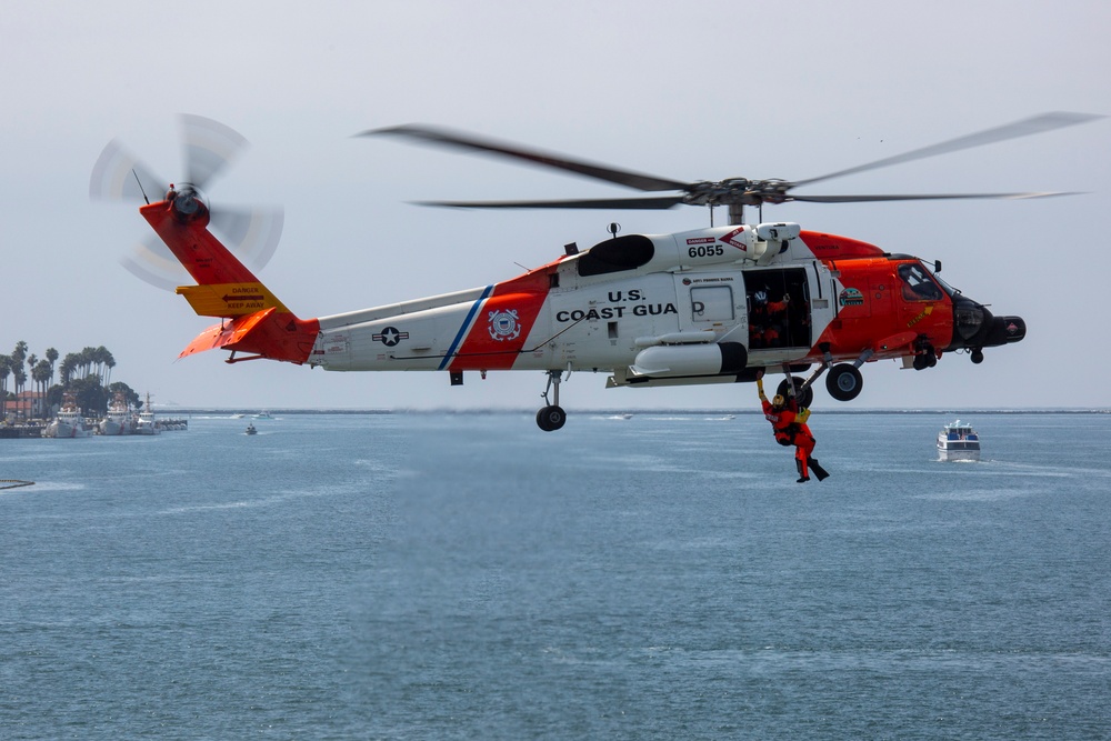 An MH-60T Sikorsky Jayhawk Helicopter Conducts an Aerial Demonstration for LA Fleet Week