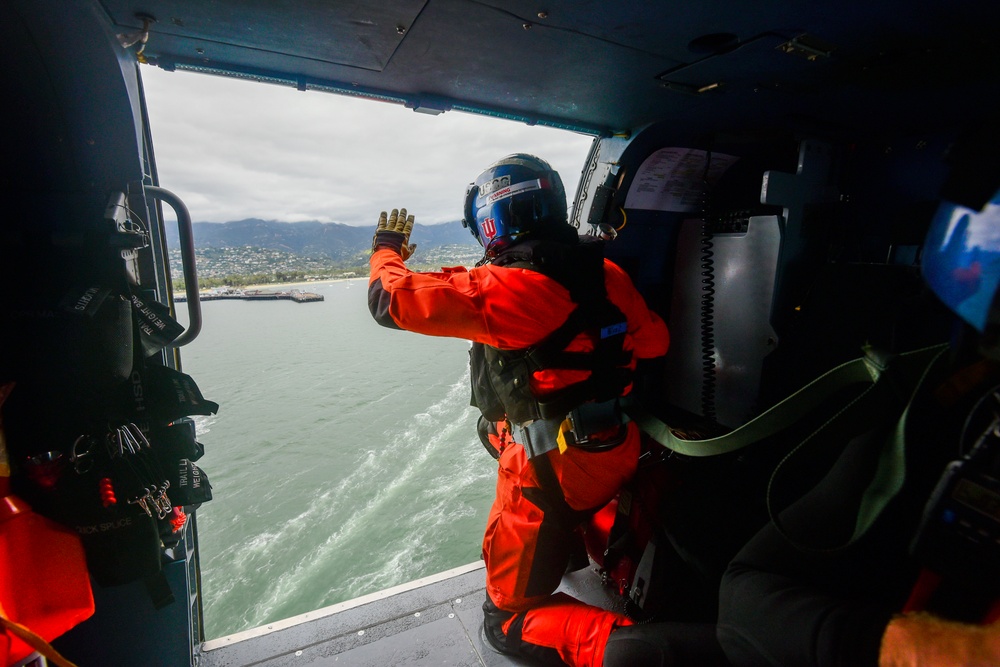 Coast Guard Air Crew Demonstrates Life-Saving Techniques in Santa Barbara Exercise