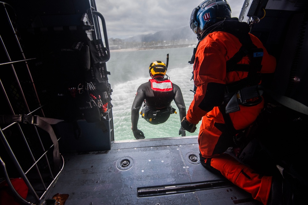 Coast Guard Air Crew Demonstrates Life-Saving Techniques in Santa Barbara Exercise