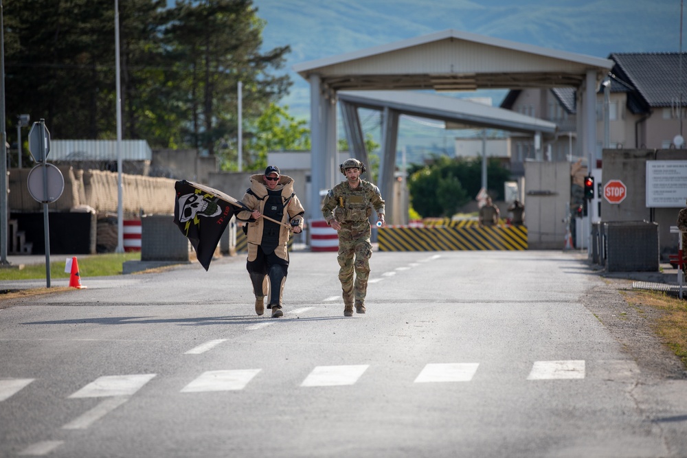Multinational EOD Soldiers, assigned to the NATO-led KFOR mission, conduct Bomb Suit 5K