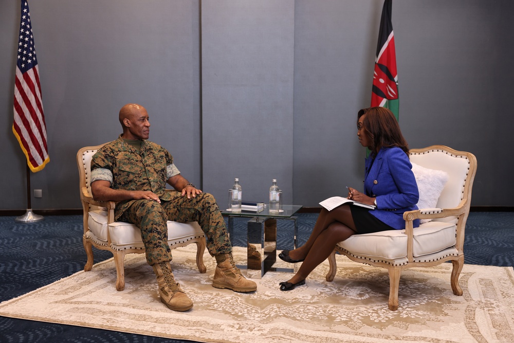 U.S. Marine Corps Gen. Michael Langley meets with journalist at the African Chiefs of Defense Conference 2025