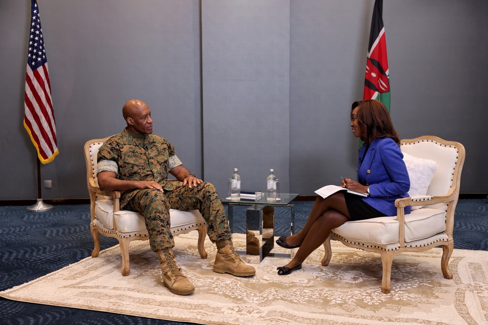 U.S. Marine Corps Gen. Michael Langley meets with journalist at the African Chiefs of Defense Conference 2025