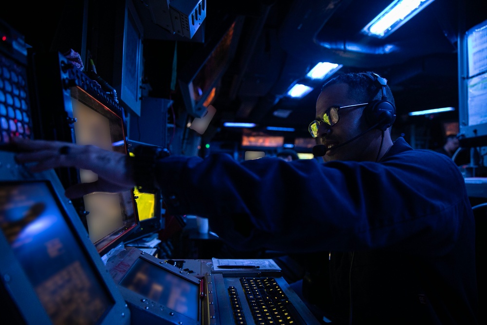 USS Wayne E. Meyer conducts operations in the U.S. Central Command area of responsibility as part of the Carl Vinson Carrier Strike Group