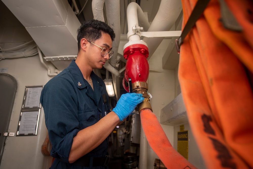 USS Sterett conducts operations in the U.S. Central Command area of responsibility as part of the Carl Vinson Carrier Strike Group