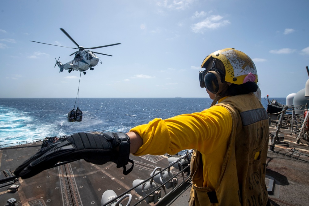 USS Sterett conducts operations in the U.S. Central Command area of responsibility as part of the Carl Vinson Carrier Strike Group
