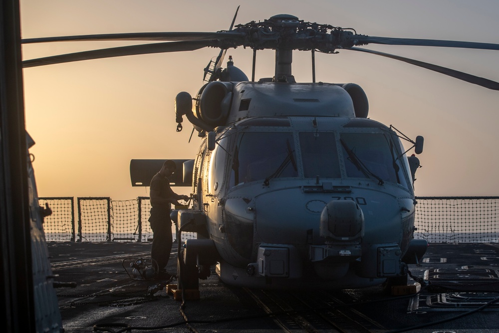 USS Sterett conducts operations in the U.S. Central Command area of responsibility as part of the Carl Vinson Carrier Strike Group