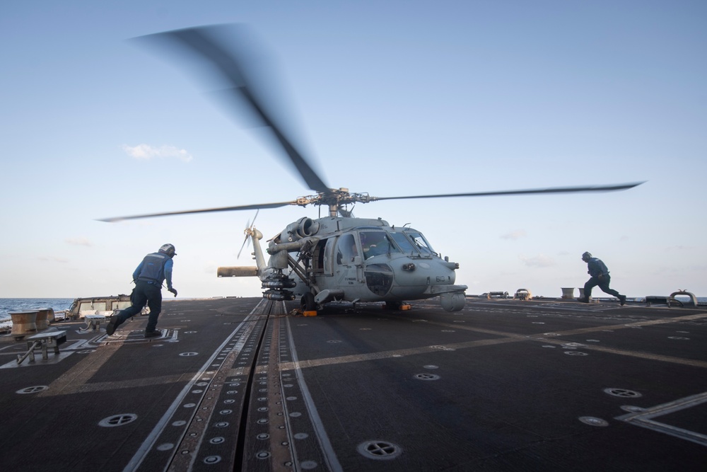 USS Sterett conducts operations in the U.S. Central Command area of responsibility as part of the Carl Vinson Carrier Strike Group