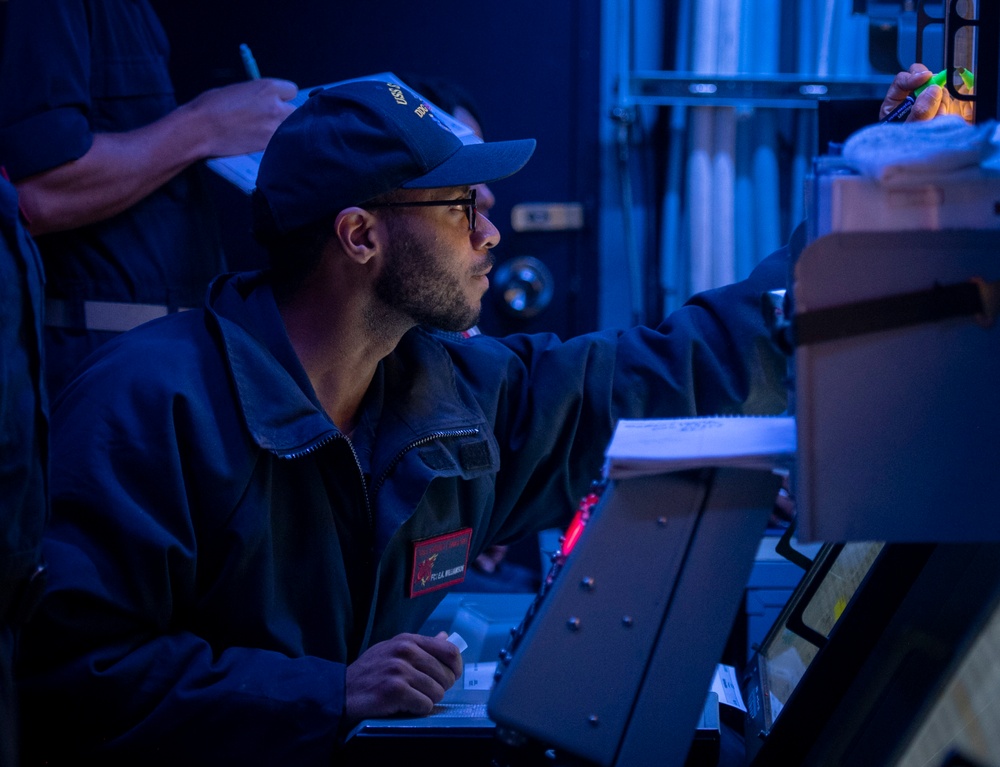 USS Sterett conducts operations in the U.S. Central Command area of responsibility as part of the Carl Vinson Carrier Strike Group