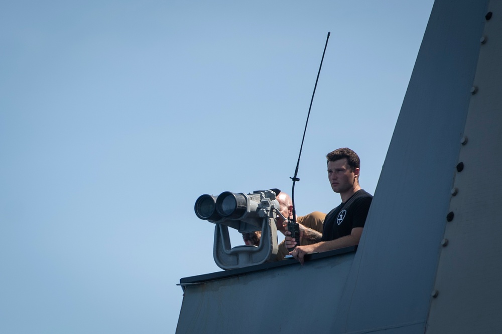 USS Sterett conducts operations in the U.S. Central Command area of responsibility as part of the Carl Vinson Carrier Strike Group