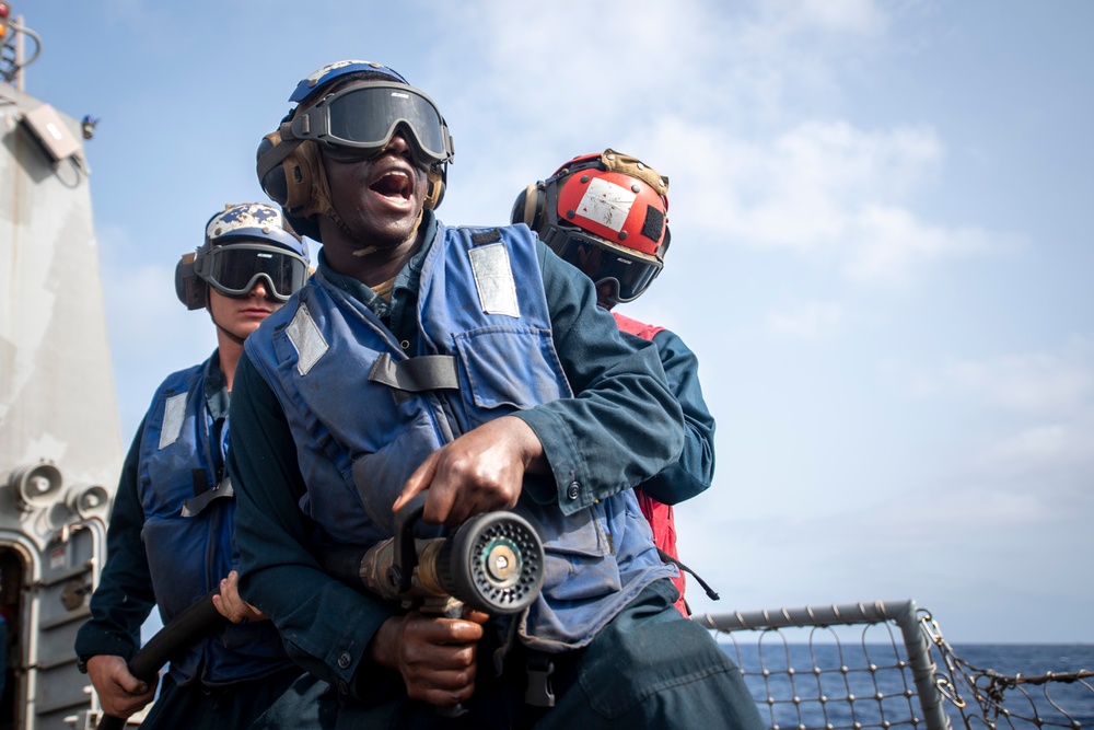 USS Sterett conducts operations in the U.S. Central Command area of responsibility as part of the Carl Vinson Carrier Strike Group