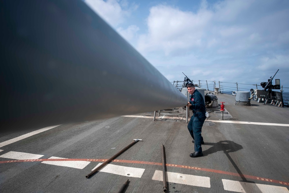 USS Sterett conducts operations in the U.S. Central Command area of responsibility as part of the Carl Vinson Carrier Strike Group