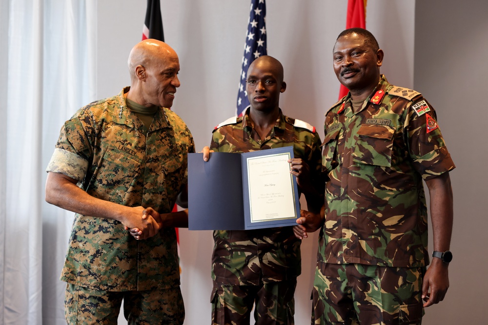 Gen. Michael Langley celebrates Kenyan Military Soldiers accepted into U.S. Military Academies at the African Chiefs of Defense Conference 2025