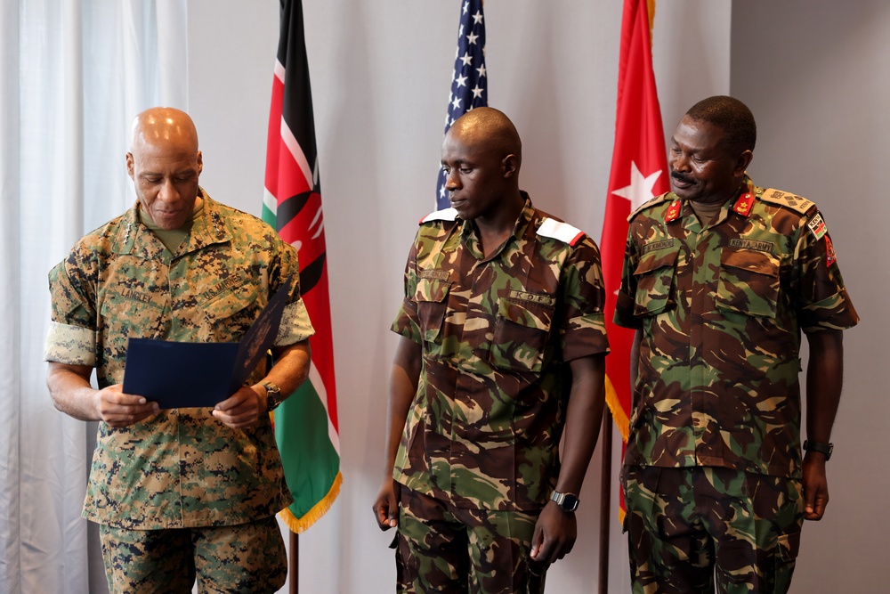 Gen. Michael Langley celebrates Kenyan Military Soldiers accepted into U.S. Military Academies at the African Chiefs of Defense Conference 2025