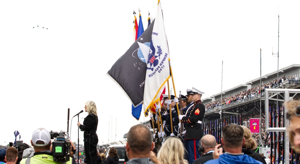 Indianapolis 500 Prerace Ceremonies Feature and Honor Service Members.