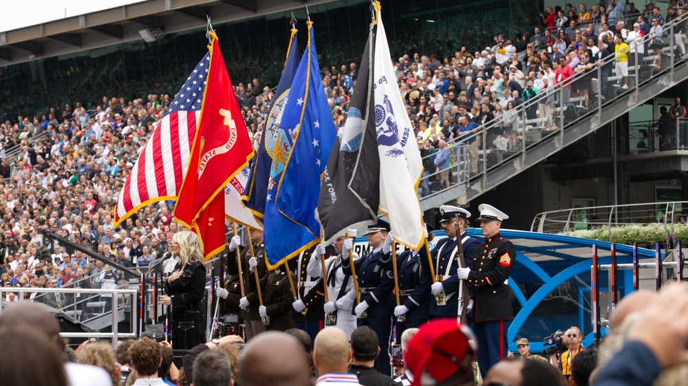 Indianapolis 500 Prerace Ceremonies Feature and Honor Service Members.