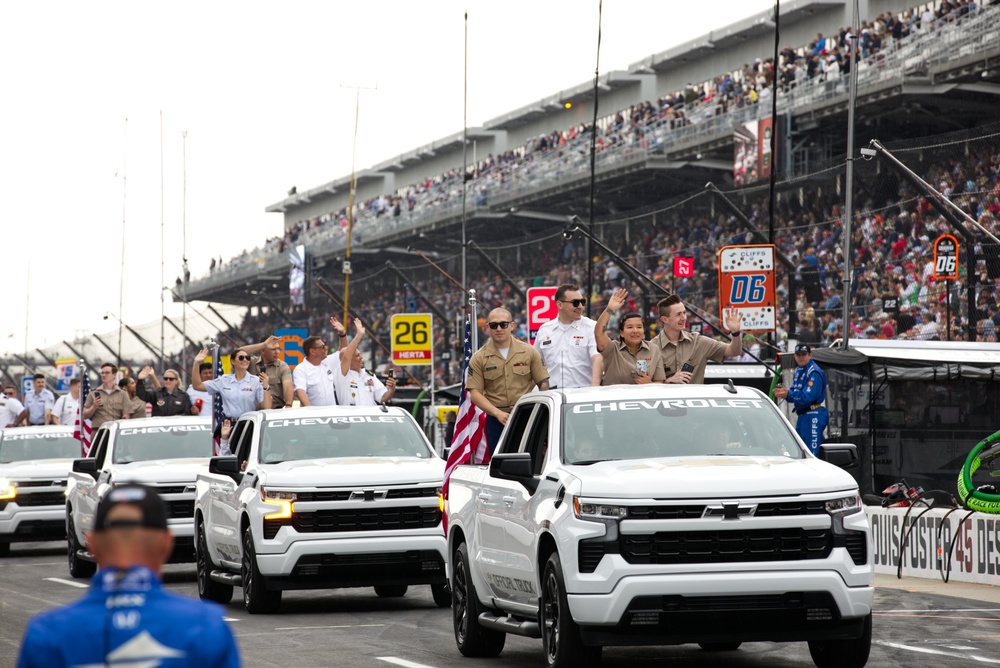 Indianapolis 500 Prerace Ceremonies Feature and Honor Service Members.