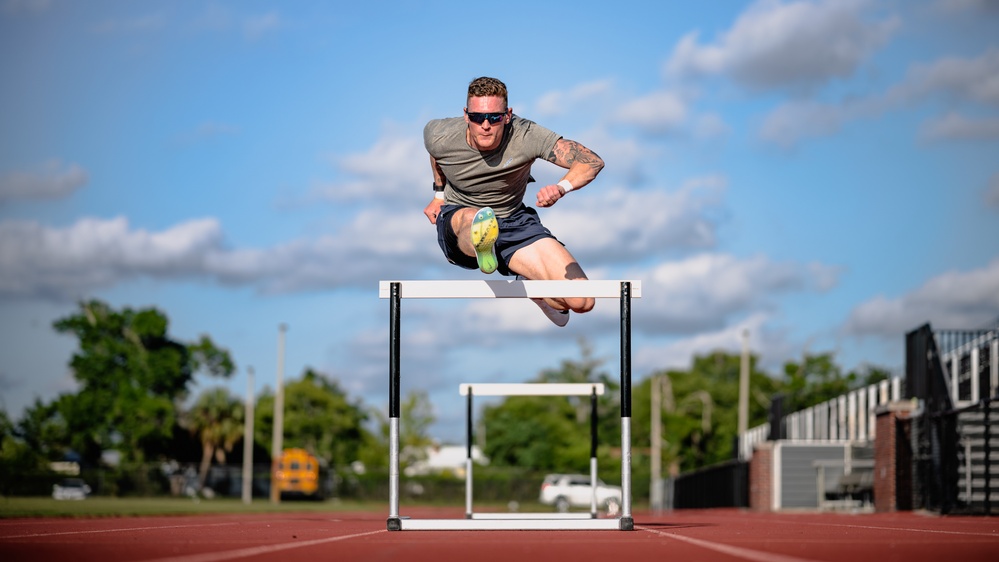 2nd Lt. Braeden Holcombe trains for Olympic Decathlon