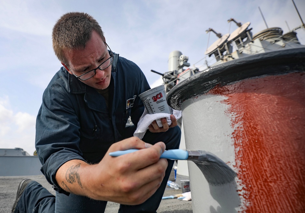 USS Milius conducts operations in the U.S. Central Command area of responsibility as part of the Carl Vinson Carrier Strike Group