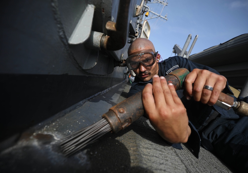USS Milius conducts operations in the U.S. Central Command area of responsibility as part of the Carl Vinson Carrier Strike Group