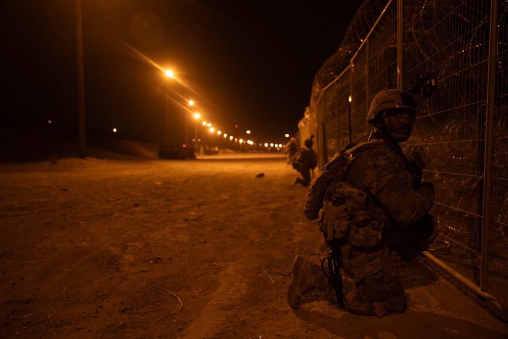 U.S. Soldier conducts night patrols along southern border