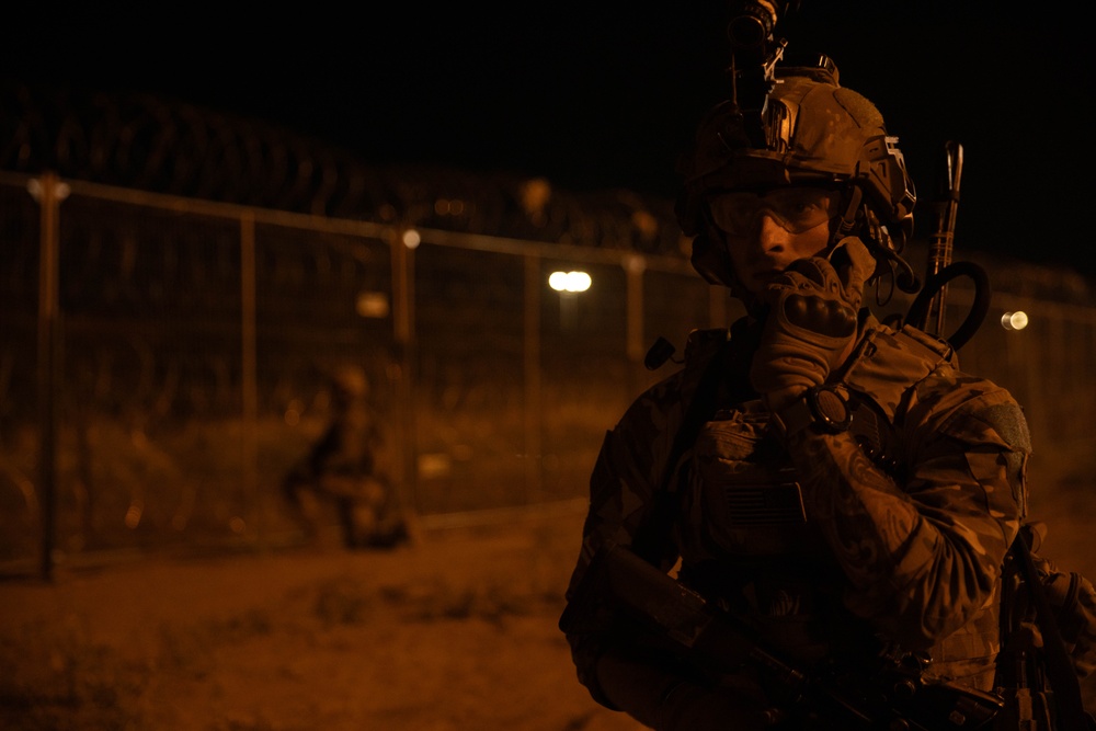 U.S. Soldier conducts night patrols along southern border