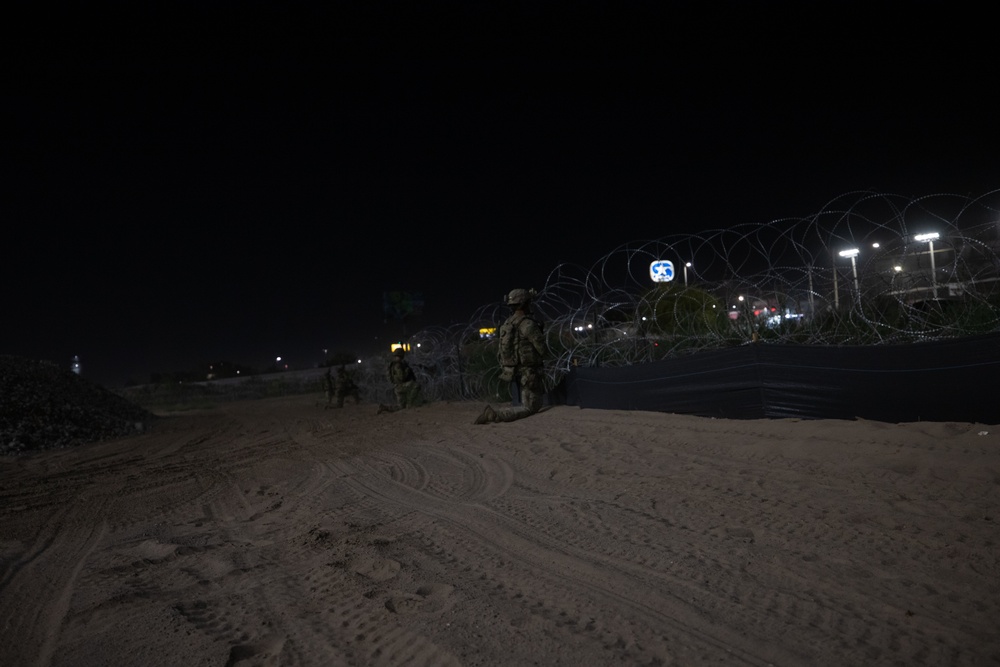 U.S. Soldier conducts night patrols along southern border