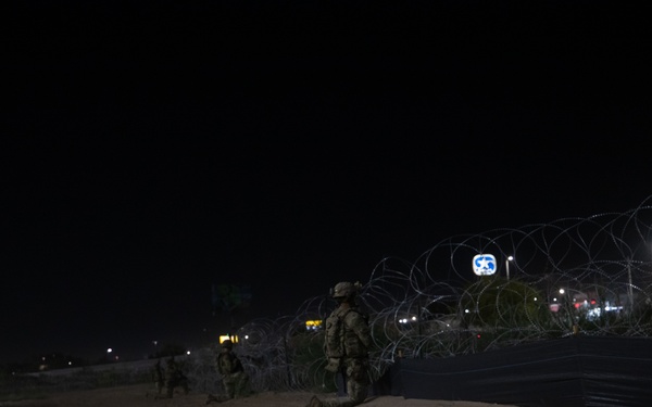 U.S. Soldier conducts night patrols along southern border