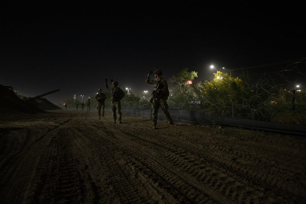 U.S. Soldier conducts night patrols along southern border