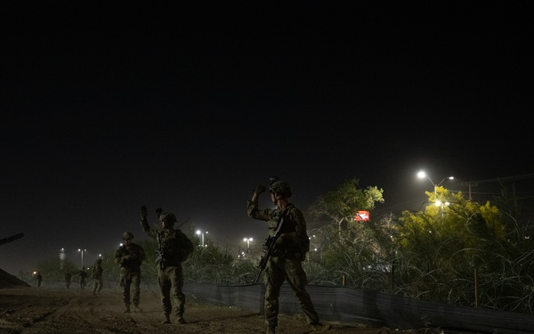 U.S. Soldier conducts night patrols along southern border