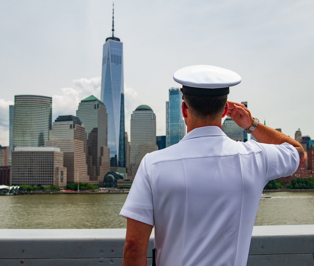 USS New York Departs Fleet Week NYC